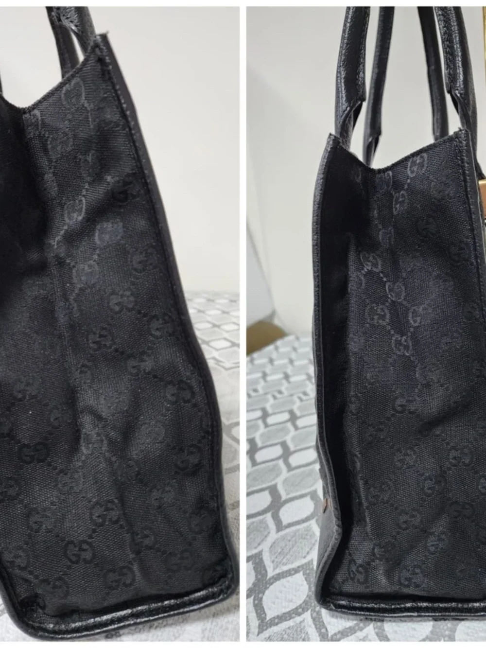 Authentic Gucci GG Canvas Nailhead Tote Black